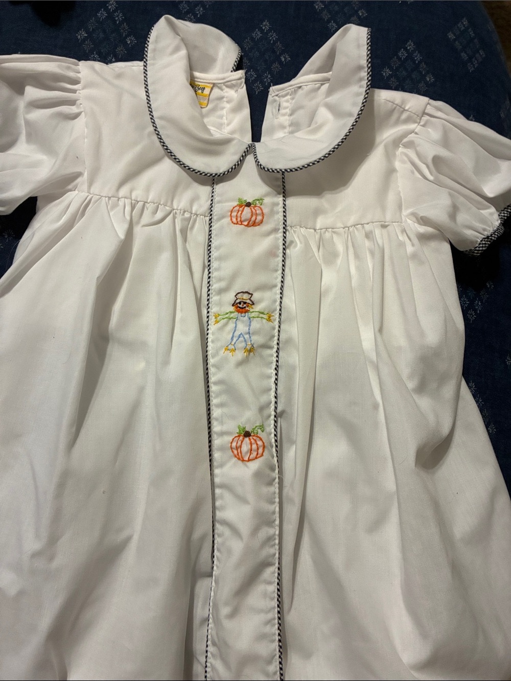 White Embroidered Pumpkin Kids Costume Dress